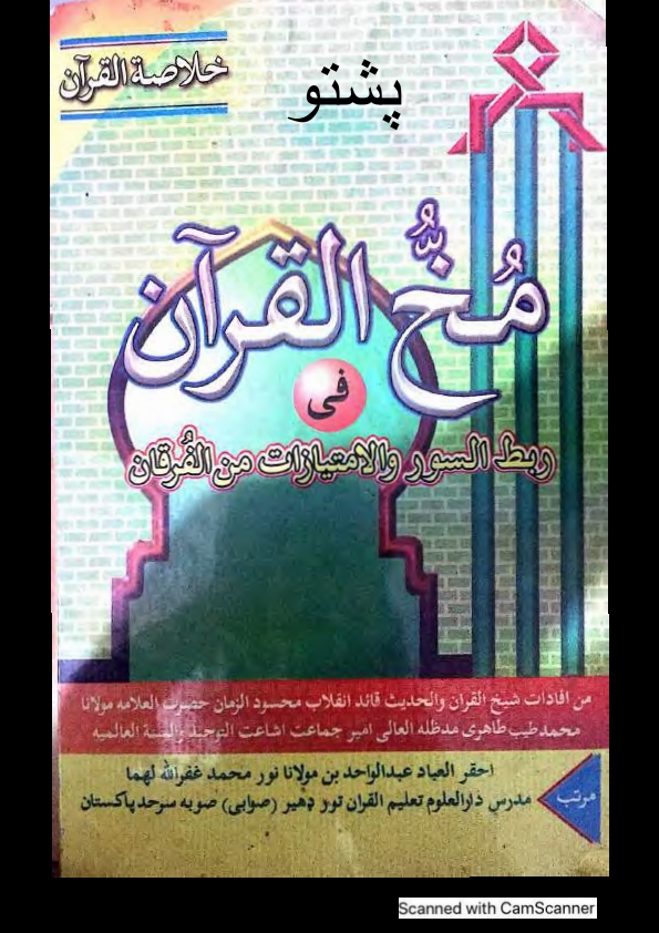 مخ القرآن ( فی ربط السور والامتیازات من الفرقان  ) خلاصۃ القرآن ۔ پشتو  Cover